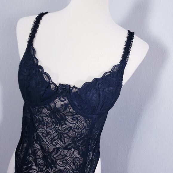 Rare Vintage VS Gold Label Corset Bustier Sheer Floral Lace Boned 36B NWT - Picture 2 of 11